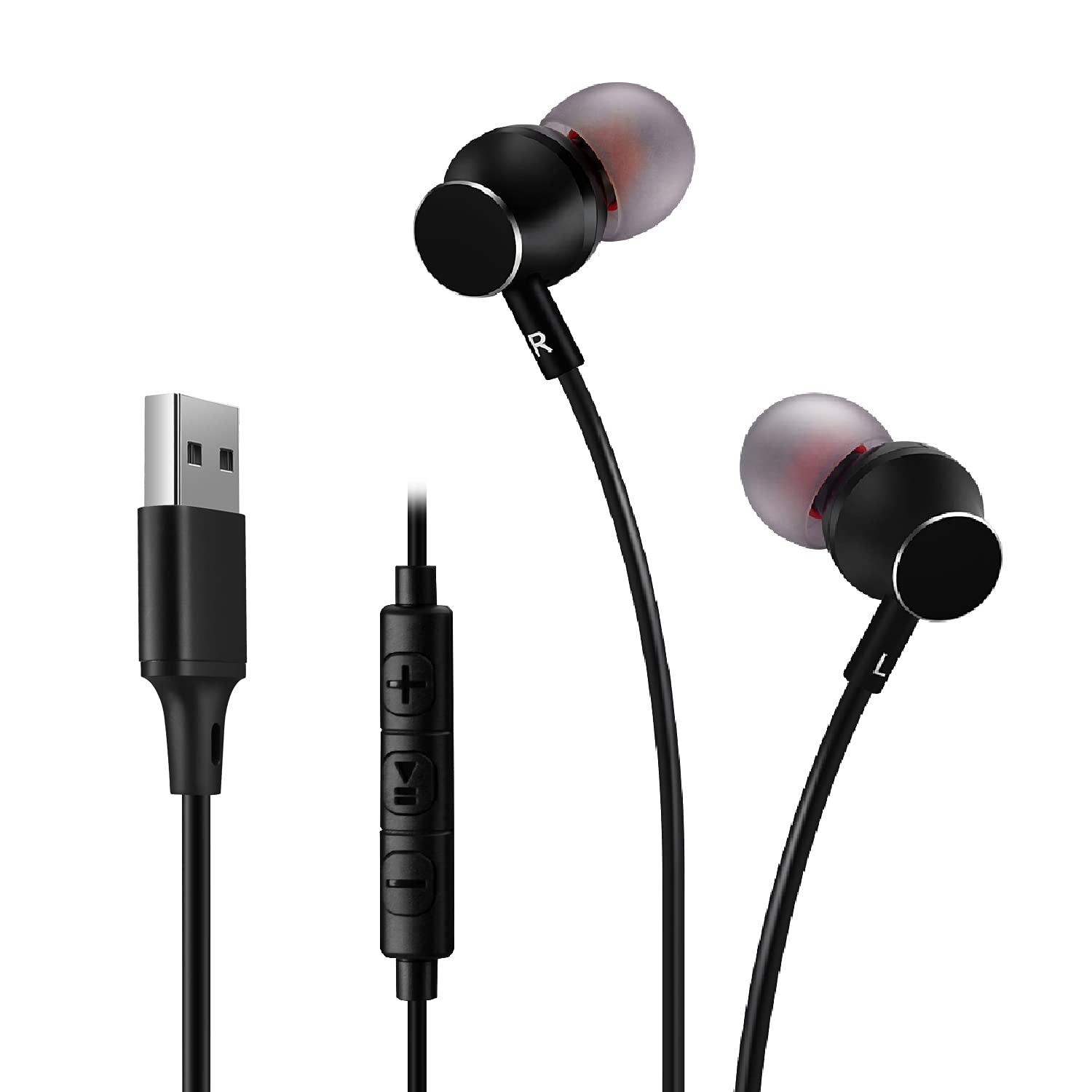 Dungzduz Usb Earbuds Headphones For Computer, Noise Isolation In Ear Earphones With Microphones, Usb Dac & 1.8M Cord, Universall